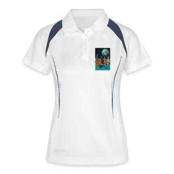 Cosmic Cats Lunar Adventure, Cats on the Moon - Women's Polo breathable - white/navy - Front