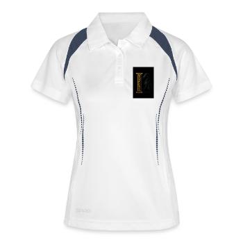 I – Ornement magique avec cheval ailé - Polo respirant Femme - blanc/marine - Devant