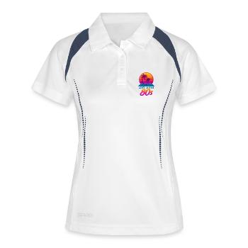 Néon Rétro Sunset des années 80 - Polo respirant Femme - blanc/marine - Devant
