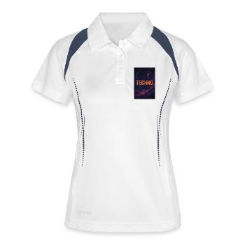 Design techno spatial futuriste - Polo respirant Femme - blanc/marine - Devant
