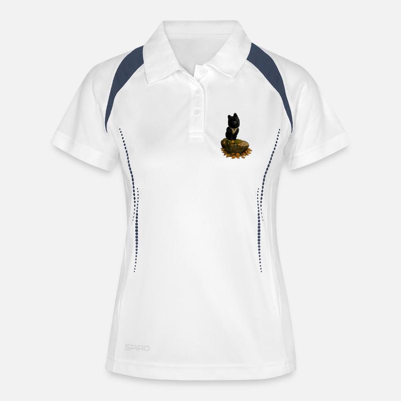 Black Spitz Dog on Tree Trunk - Women's Polo breathable - white/navy