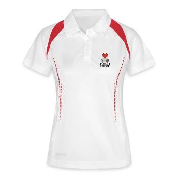 Retro Gaming Heart Player Forever T-shirt - Frauen Polo atmungsaktiv - Weiß/Navy - Vorne