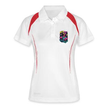 Neon Flamingo  - Frauen Polo atmungsaktiv - Weiß/Navy - Vorne