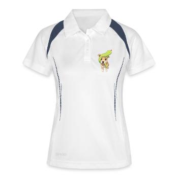 Charmanter Hund mit Spielzeugschlange - Frauen Polo atmungsaktiv - Weiß/Navy - Vorne