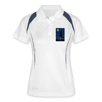 Halloween süße Katze Starry Night - Frauen Polo atmungsaktiv - Weiß/Navy - Vorne