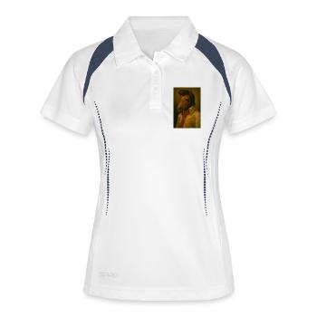 Pferdekopf im Glitzeranzug - Frauen Polo atmungsaktiv - Weiß/Navy - Vorne