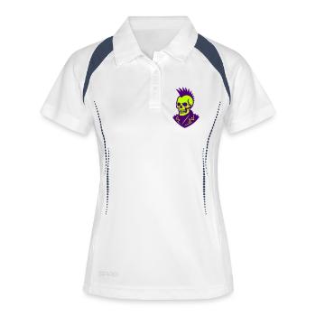 Illustration de crâne punk sur néon - Polo respirant Femme - blanc/marine - Devant