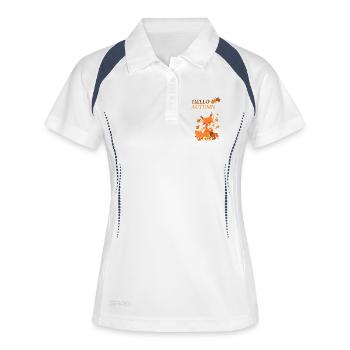 Verspielter Fuchs mit Blättern - Frauen Polo atmungsaktiv - Weiß/Navy - Vorne