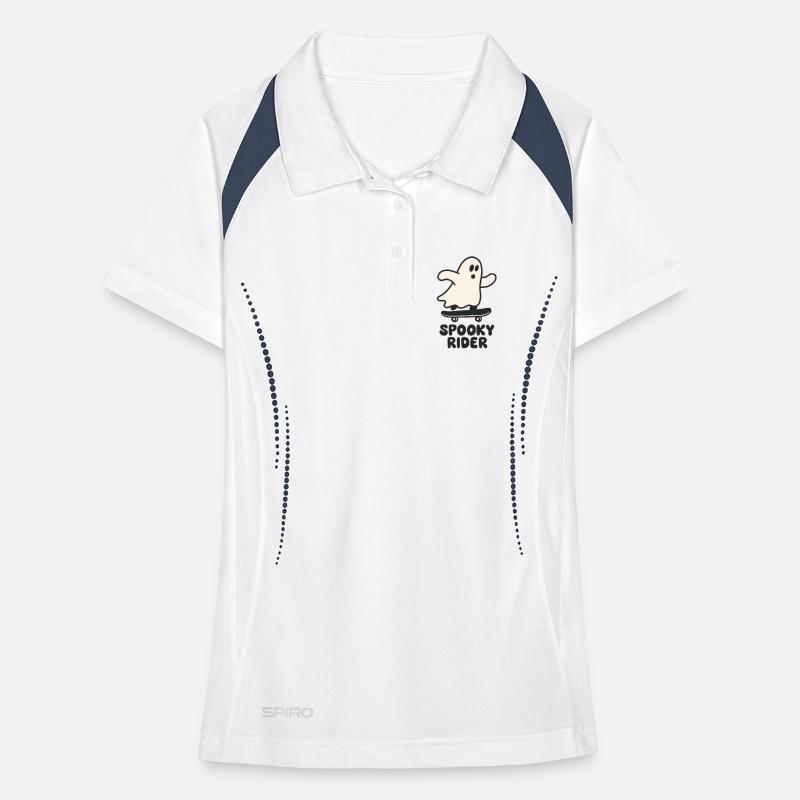 Cute Ghost Skateboard Print Women's Polo breathable