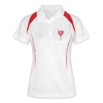 Glitzerherz Ballon Muster - Frauen Polo atmungsaktiv - Weiß/Navy - Vorne