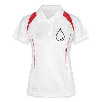 Einzelnes Wassertropfen-Linien-Symbol-Logo - Frauen Polo atmungsaktiv - Weiß/Navy - Vorne