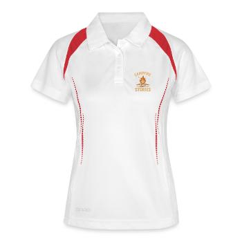 Histoires de feu de camp – Camping et plein air - Polo respirant Femme - blanc/marine - Devant