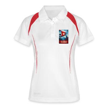 Cuba – Fierté des Caraïbes - Polo respirant Femme - blanc/marine - Devant