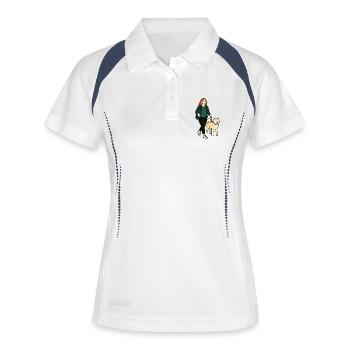 Margarita mit Akita - Frauen Polo atmungsaktiv - Weiß/Navy - Vorne