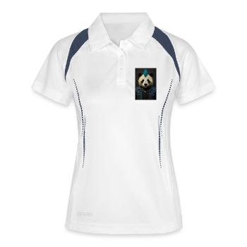 Panda Punk avec Mohawk bleu - Polo respirant Femme - blanc/marine - Devant