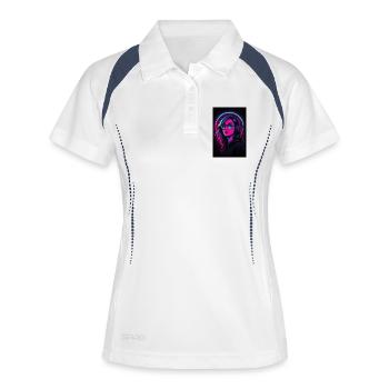 Gamerin  - Frauen Polo atmungsaktiv - Weiß/Navy - Vorne
