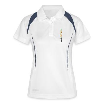 Flammenklinge Katana - Frauen Polo atmungsaktiv - Weiß/Navy - Vorne