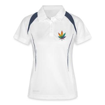 Conception de feuille de cannabis arc-en-ciel - Polo respirant Femme - blanc/marine - Devant