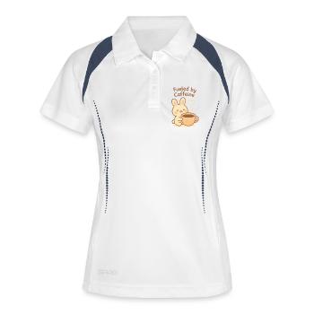 Alimenté par Caffeine Bunny - Polo respirant Femme - blanc/marine - Devant
