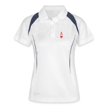 As de Cœur Rouge sur Fond Noir - Polo respirant Femme - blanc/marine - Devant