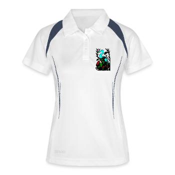 Héron bleu dans le feuillage - Polo respirant Femme - blanc/marine - Devant