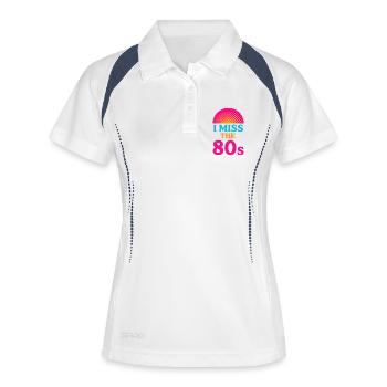 Ich vermisse die 80er – Neon-Halbton-Retro - Frauen Polo atmungsaktiv - Weiß/Navy - Vorne