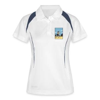 Cowboy riding emu in desert - Women's Polo breathable - white/navy - Front