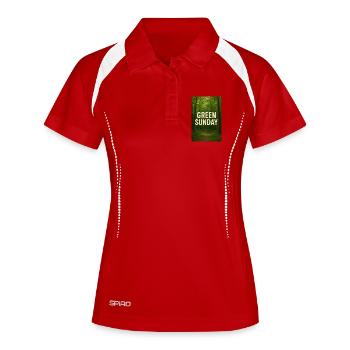 Grüner Sonntag im Wald - Frauen Polo atmungsaktiv - Weiß/Navy - Vorne