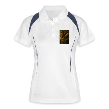 Katzenaugen schließen sich - Frauen Polo atmungsaktiv - Weiß/Navy - Vorne