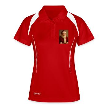 Weihnachtsmann im klassischen roten Kostüm - Frauen Polo atmungsaktiv - Weiß/Navy - Vorne