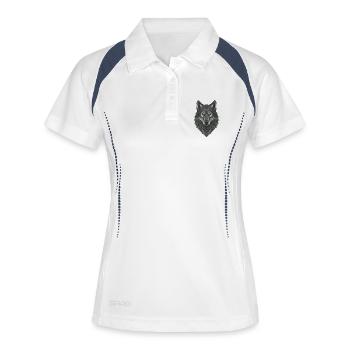 Tête de loup gris géométrique - Polo respirant Femme - blanc/marine - Devant