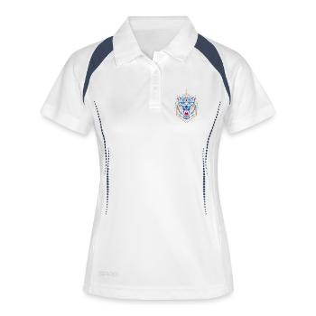 Neon Tiger Geometrischer Print - Frauen Polo atmungsaktiv - Weiß/Navy - Vorne