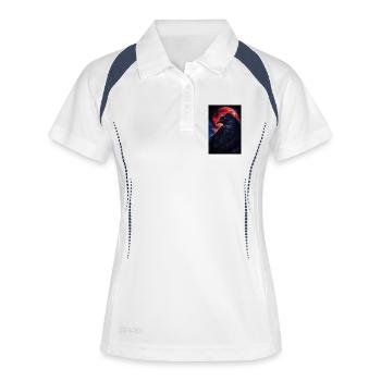 Corbeau devant la lune de feu - Polo respirant Femme - blanc/marine - Devant