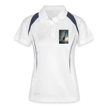 Nebelgebundener Sauropod Dawn - Frauen Polo atmungsaktiv - Weiß/Navy - Vorne