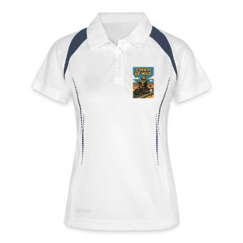Korn auf wilde Fahrt - Corn to be wild - Parodie - Frauen Polo atmungsaktiv - Weiß/Navy - Vorne