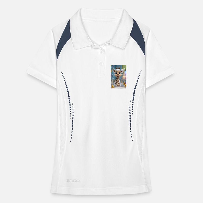 Bubble Bath Giraffe Charm Women's Polo breathable