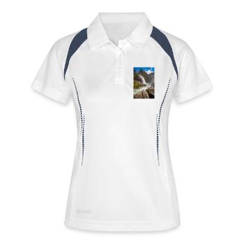 Krimmler Wasserfälle - Frauen Polo atmungsaktiv - Weiß/Navy - Vorne