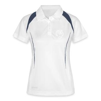 Tiger Kopf im minimalistischen Vektorstil - Frauen Polo atmungsaktiv - Weiß/Navy - Vorne