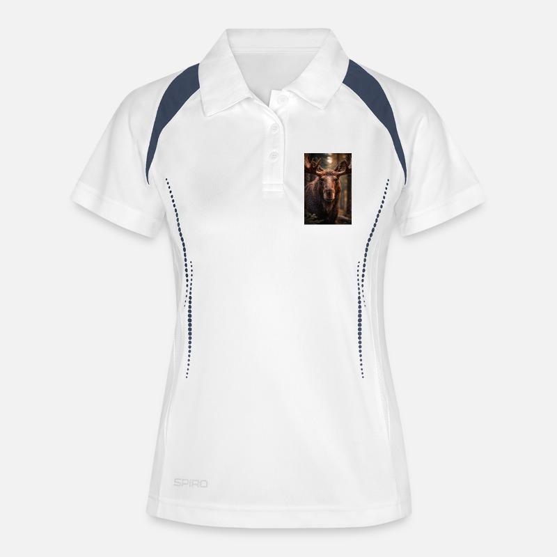 Moose in the forest - Women's Polo breathable - white/navy