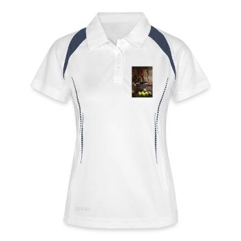 Kokosnuss Streetmarkt Graffiti - Frauen Polo atmungsaktiv - Weiß/Navy - Vorne