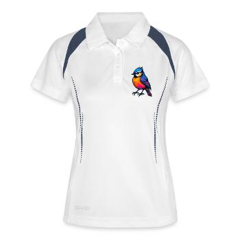 Mésange Pop Art : L'Éclat en Couleur - Polo respirant Femme - blanc/marine - Devant