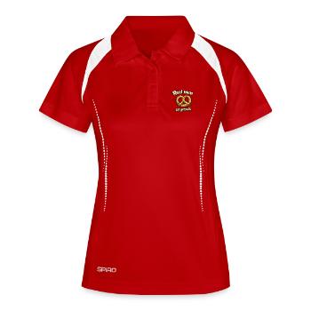 Echte Männer essen Brezeln - Frauen Polo atmungsaktiv - Weiß/Navy - Vorne