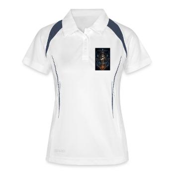 Wikinger Freya Hugin & Munin Wolf Runen - Frauen Polo atmungsaktiv - Weiß/Navy - Vorne