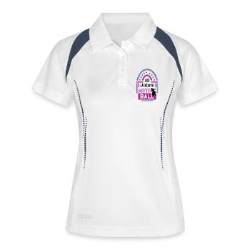 Motoball Jubiläum 10 Jahre Trainer Spieler Jubi - Frauen Polo atmungsaktiv - Weiß/Navy - Vorne