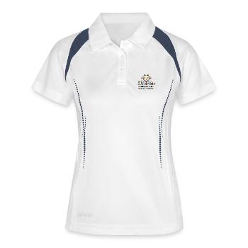 Ich bleib so wie ich bin, weil es andere stört! - Frauen Polo atmungsaktiv - Weiß/Navy - Vorne