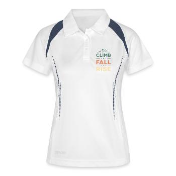 Climb Fall Rise Mountain - Frauen Polo atmungsaktiv - Weiß/Navy - Vorne