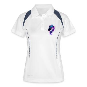 Neon Koi Flow - Frauen Polo atmungsaktiv - Weiß/Navy - Vorne
