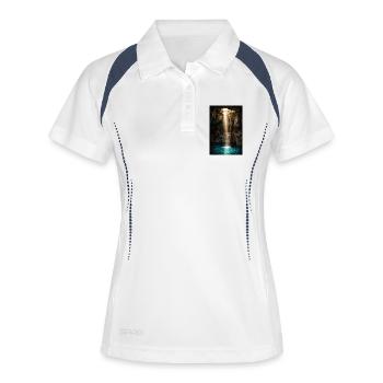 Poutres de grotte et bassin azur - Polo respirant Femme - blanc/marine - Devant