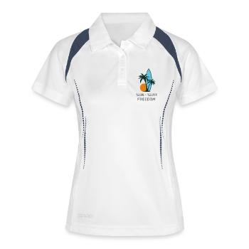 Sonne Surf Freiheit - Frauen Polo atmungsaktiv - Weiß/Navy - Vorne