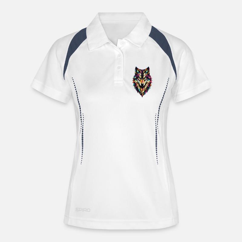 Color Geometric Wolf - Women's Polo breathable - white/navy